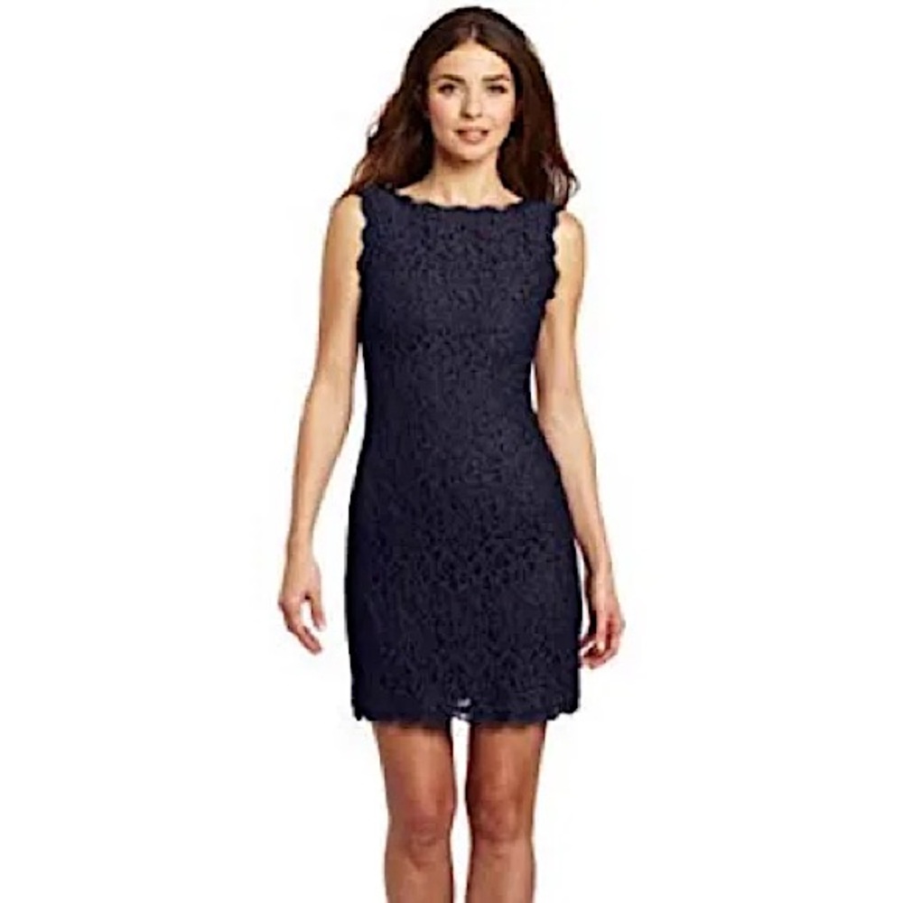 Adrianna Papell Navy Lace Sheath Cocktail Dress